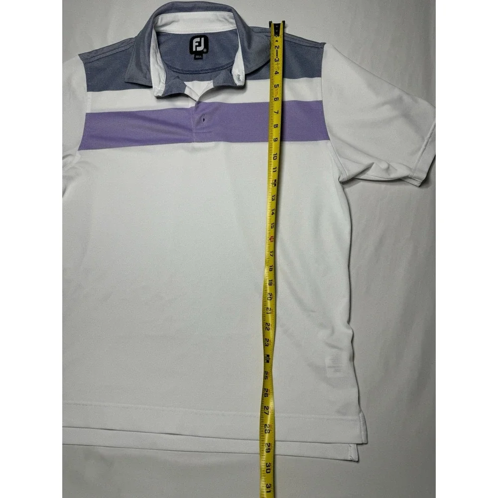 FootJoy Men's Double Block‎ Birdseye Pique Polo Size M Purple And White